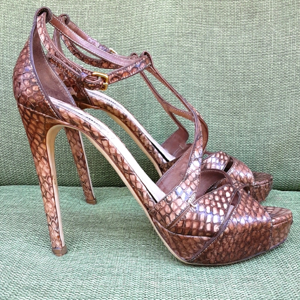 Miu Miu leather platform stiletto heels.
